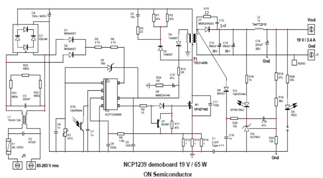 Schematic - onsemi NCP1239B65WG Power Supply Evaluation Board